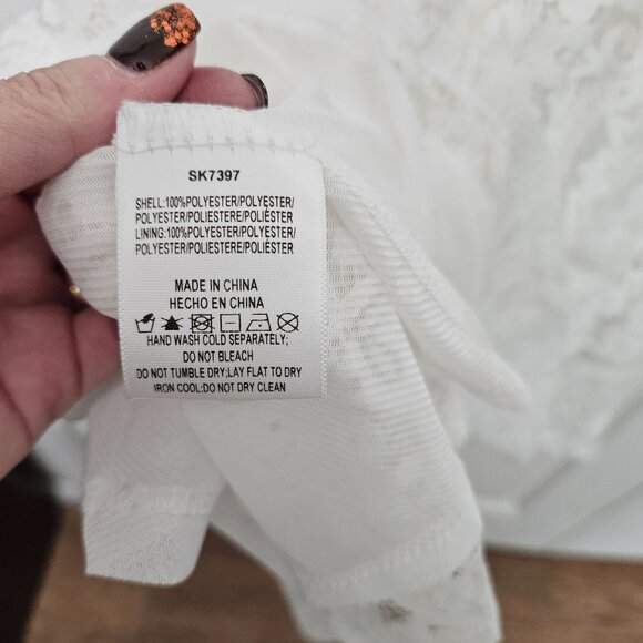 Stellah White Lace Crochet Cap Sleeve Mini Dress Size M - Picture 5 of 6